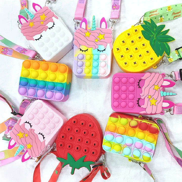 New Relieve Stress Silicone Push Bubble Stationery Storage Cute Fanny Bag Press It Decompression Coin Purse Finger Toy