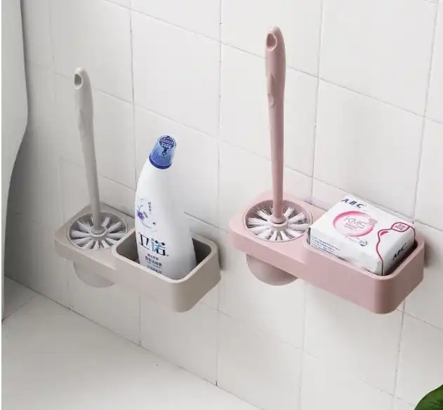 Toilet brush rack set Sticks by adhesivñ.e sticker -video has a demo