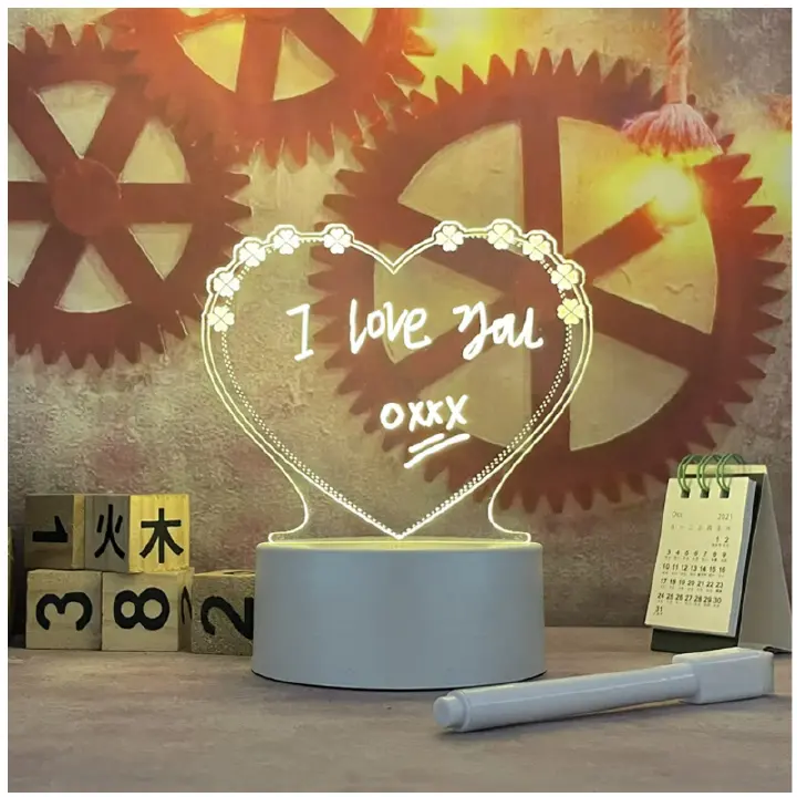 Lamps Decorative Light LED Tricolor Night Light Rechargeable USB Message Board Holiday Light With Pen Gift For Children's Girlfriend Decorative Night Light