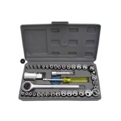 Aiwa 40pcs Automobile/Motorcycle Repair TOOL BOX Set Sockets Mini Socket Wrench Set