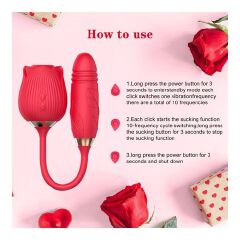 2 In 1 Rose Vibrator Sucker For Clitorial Stimulation PLUS Thrusting Dildo/Vibrator G Spot Stimulator sex toy
