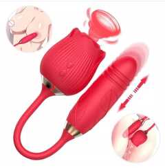 2 In 1 Rose Vibrator Sucker For Clitorial Stimulation PLUS Thrusting Dildo/Vibrator G Spot Stimulator sex toy