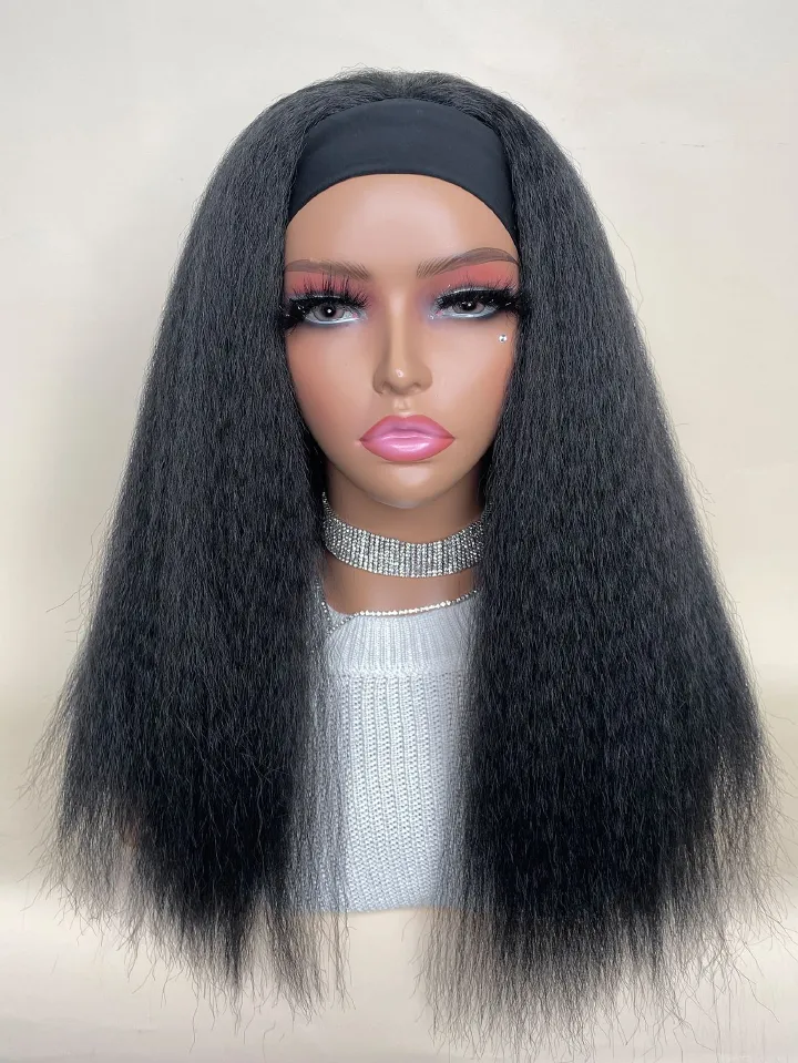 Kinky medium Straight headband wig