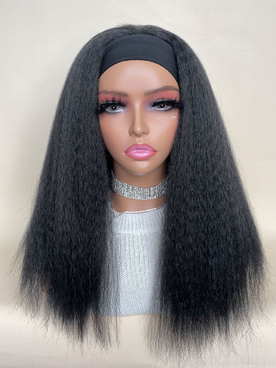 Kinky medium Straight headband wig