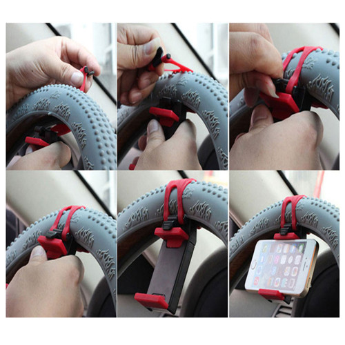 Cellphone Holder Car Steering Wheel Mount  Pad Adjustable Holder with Clip for 55mm-85mm Devices