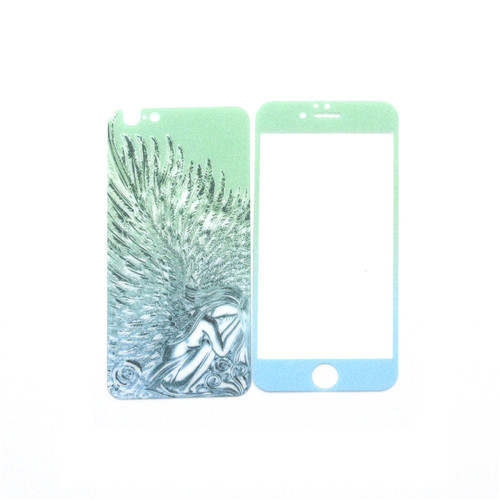 Wings of angels Gradient Color Tempered Glass Front + Back Screen Protector For iPhone6/6S Case