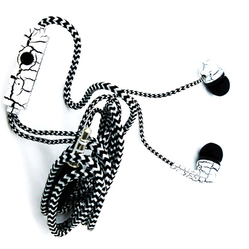 Crack Earphone 3.5MM Cloth Rope Super Bass Music Earphones In-ear Stereo Drive-by-wire Earphones