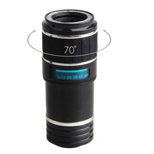 Universal Optical Zoom Lens 12X Zoom Manual Focus Removable Telescope Clip-on Camera Telephoto Lens