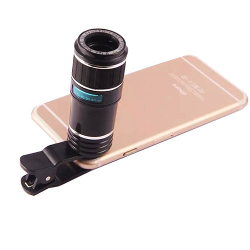 Universal Optical Zoom Lens 12X Zoom Manual Focus Removable Telescope Clip-on Camera Telephoto Lens