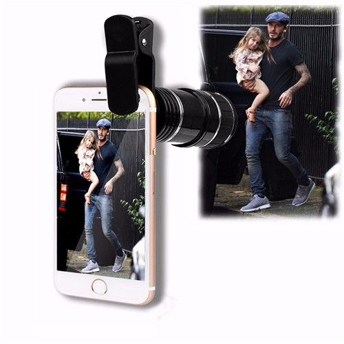 Universal Optical Zoom Lens 12X Zoom Manual Focus Removable Telescope Clip-on Camera Telephoto Lens