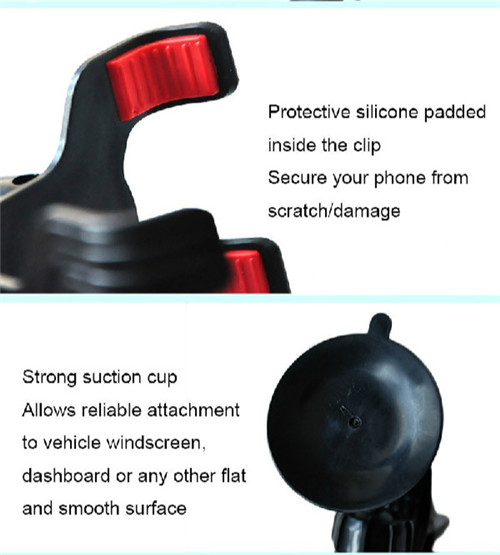 Car Windshield Dashboard Dual Two Arm Grip Suction Cup Stand Holder Mount Windscreen Clamp Clip