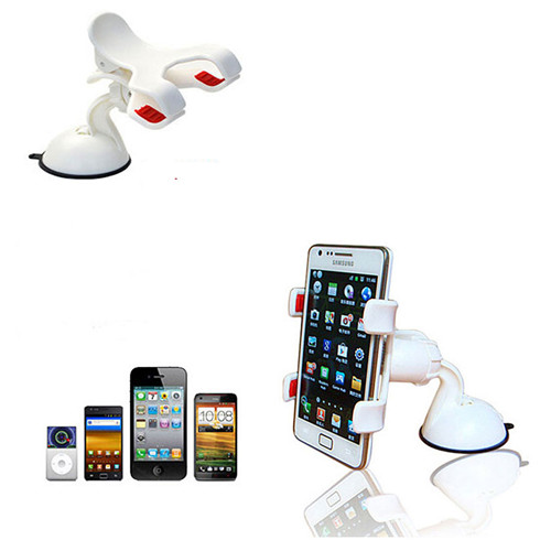Car Windshield Dashboard Dual Two Arm Grip Suction Cup Stand Holder Mount Windscreen Clamp Clip