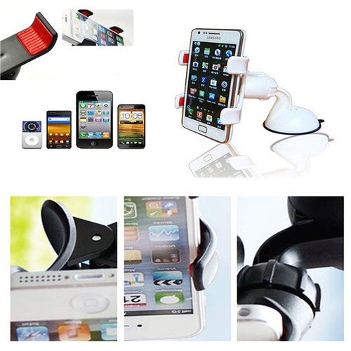 Car Windshield Dashboard Dual Two Arm Grip Suction Cup Stand Holder Mount Windscreen Clamp Clip