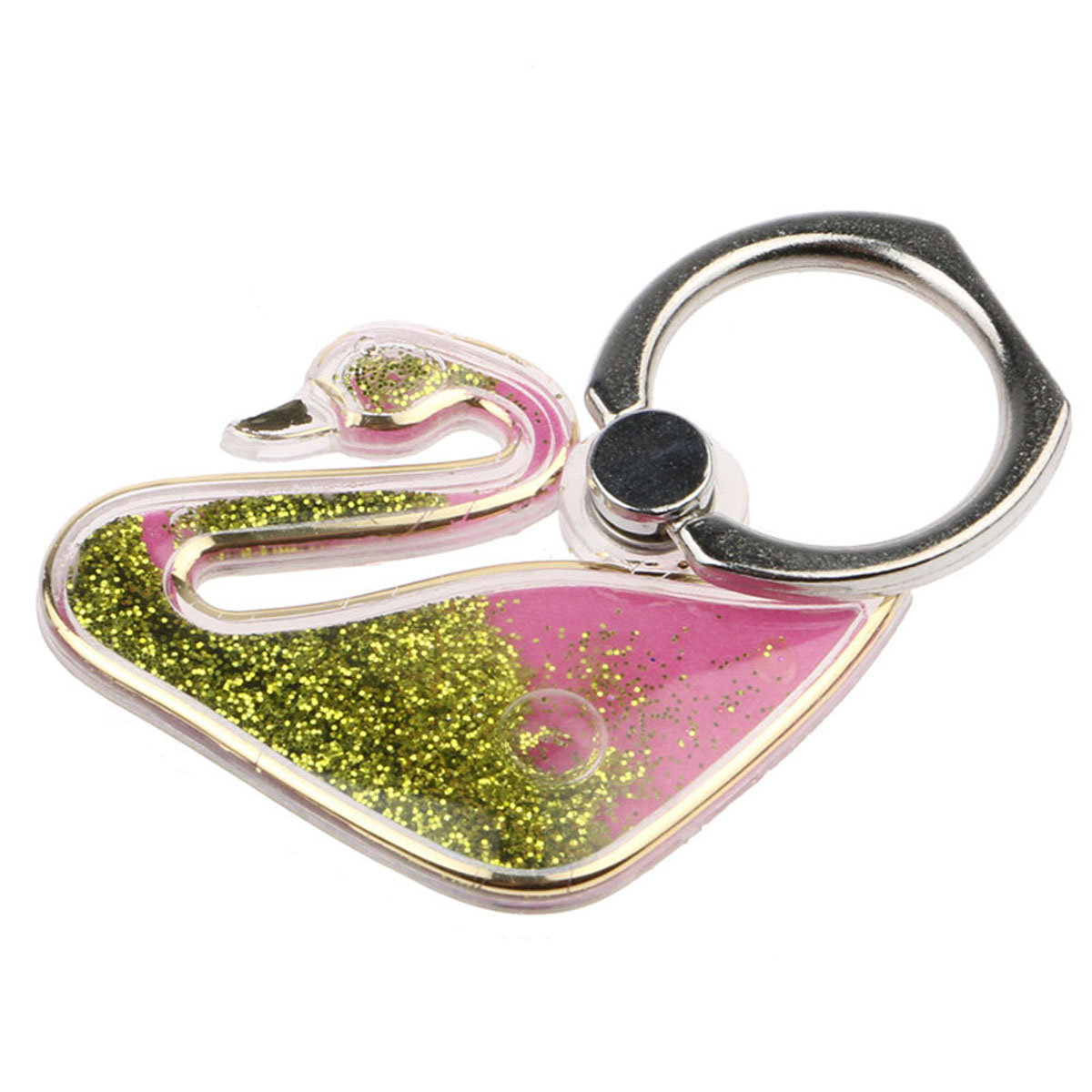 360 Degree Universal Quicksand Swan Finger Ring Stand Buckle Mobile Cell Phone Holder