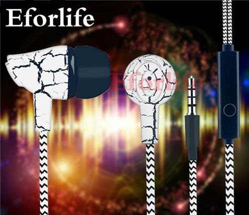 Crack Earphone 3.5MM Cloth Rope Super Bass Music Earphones In-ear Stereo Drive-by-wire Earphones