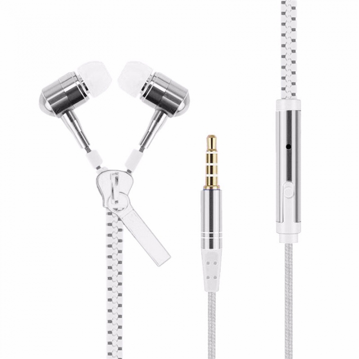 Zipper-style Metal In-ear Stereo Music Earphone Headset With Mic Excellent sound Earbuds