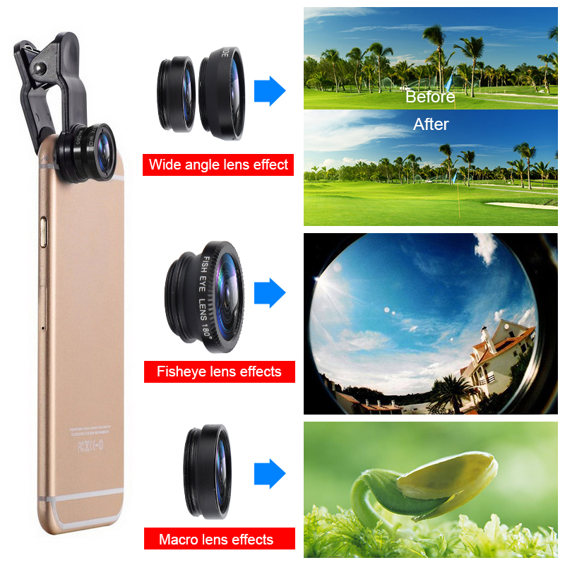 3 In 1 Universal Telephoto Lens Mobile Phone Camera Lens External Telescope