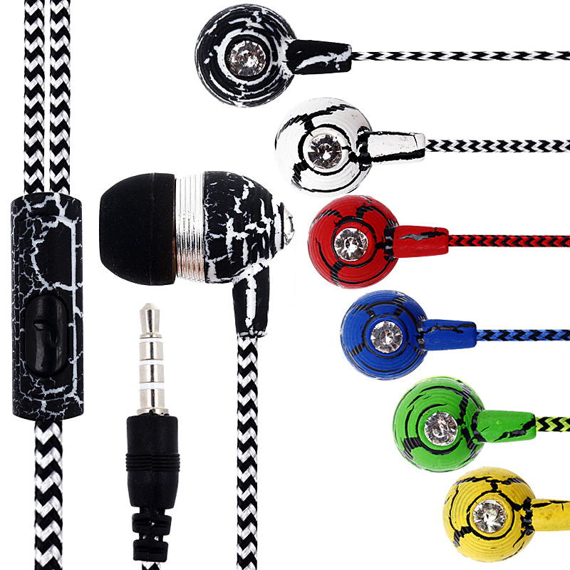 3.5mm In-ear Braided Wire Subwoofer Headset Crack for MP3/MP4/Xiaomi/Samsung