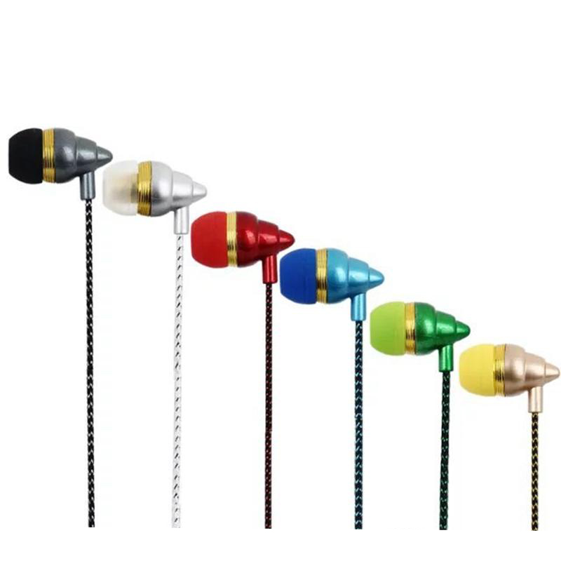 3.5MM Cloth Rope Heavy Bass Music Earphones for MAC/PC/DVD/MP3