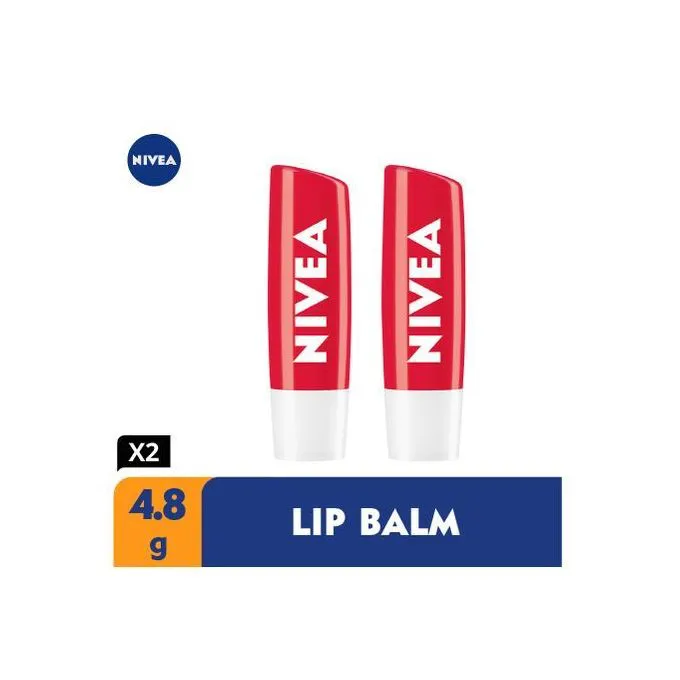 【Discounted】(2 PACK)NIVEA Strawberry Shine Lip balm 4.8g .enriched with natural oil beautifies your lips & helps to keep them moisturised for 24h..