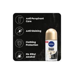OFFER!!!(PACK OF 2)NIVEA Black & White Silky Smooth Anti-perspirant Roll on 50ml -designed to protect your clothes from white marks and yellow staining so that black tops stay black & white stay white