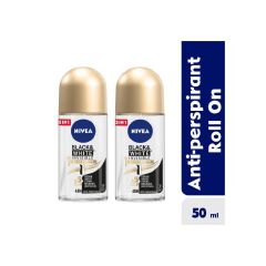 OFFER!!!(PACK OF 2)NIVEA Black & White Silky Smooth Anti-perspirant Roll on 50ml -designed to protect your clothes from white marks and yellow staining so that black tops stay black & white stay white