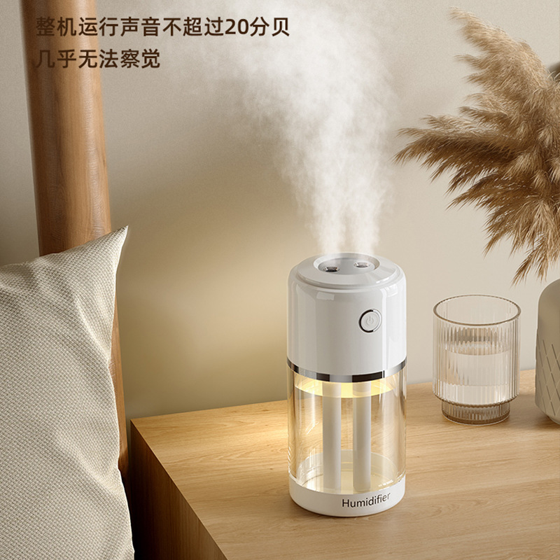 New USB double spray humidifier household car atmosphere light fog volume mute air humidifier
