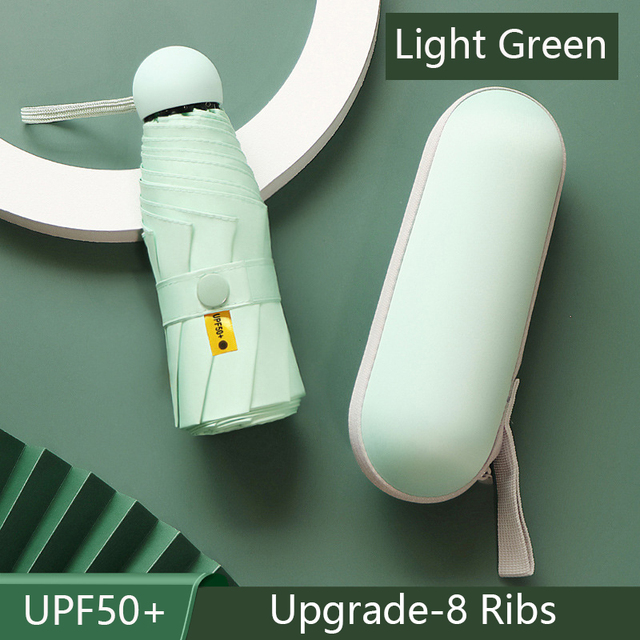 8-Ribs Mini Sun Umbrella Portable Pocket Capsule Umbrella Sun Protection UV Folding Umbrella Parasol with Box