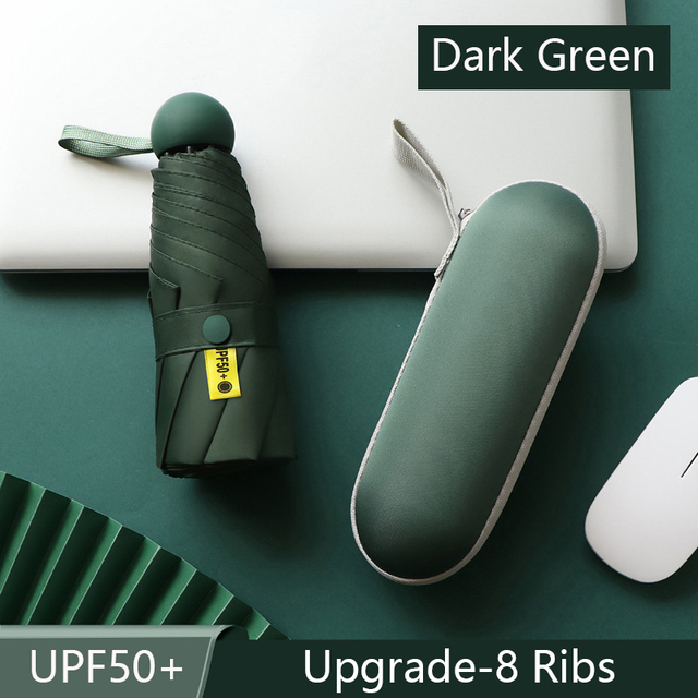 8-Ribs Mini Sun Umbrella Portable Pocket Capsule Umbrella Sun Protection UV Folding Umbrella Parasol with Box