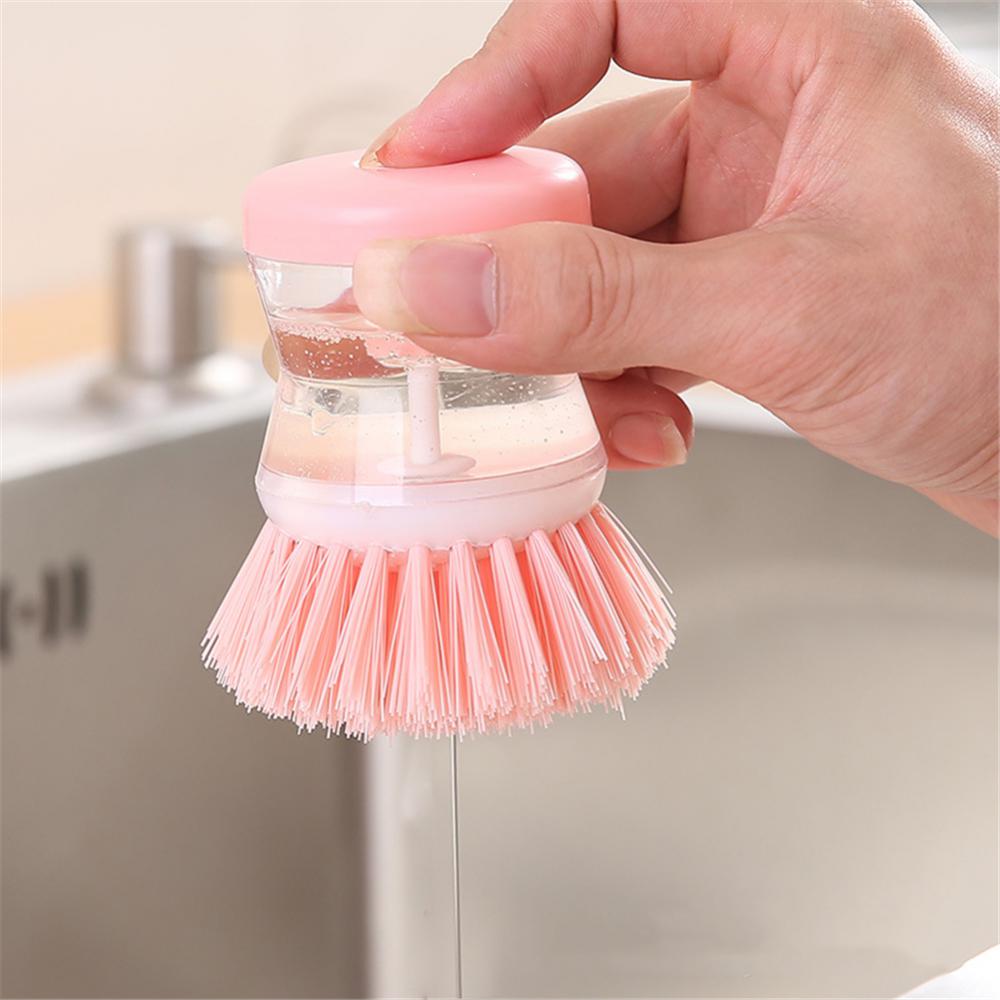 Pot Brush Kitchen Pot Dish Cleaning Brush Automatic Liquid Adding Dishwashing Brush With Liquid Soap Dispenser Kitchen Supplies