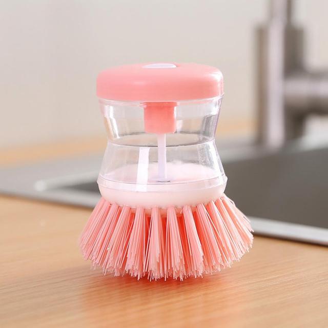 Pot Brush Kitchen Pot Dish Cleaning Brush Automatic Liquid Adding Dishwashing Brush With Liquid Soap Dispenser Kitchen Supplies
