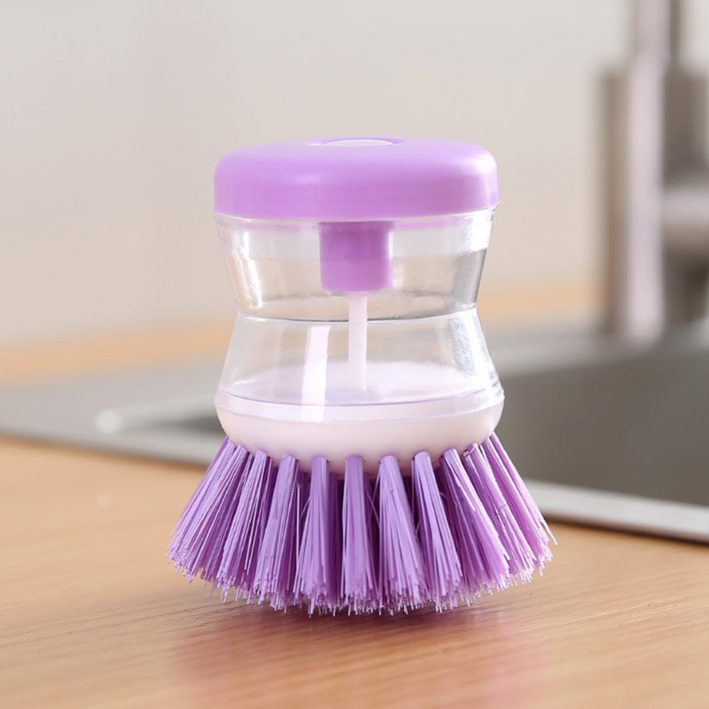 Pot Brush Kitchen Pot Dish Cleaning Brush Automatic Liquid Adding Dishwashing Brush With Liquid Soap Dispenser Kitchen Supplies
