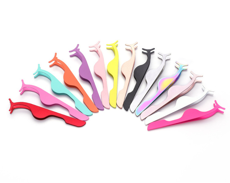 False Eyelash Tweezers Extension Clip T-shape Fake Eyelash Curler Stainless Steel Nipper Tool Fish Tail Clamp Makeup Tools view 5