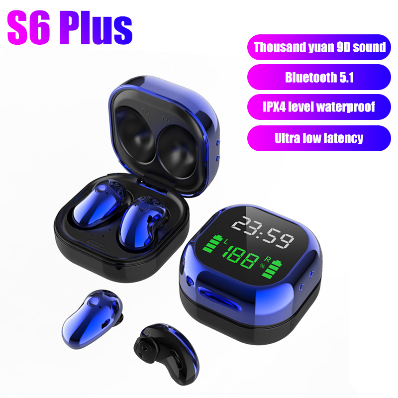 S6 Plus TWS Bluetooth Earphones Music Earpieces Waterproof Sports Earbuds Noise Headset For iphones Samsung Wireless Headphones