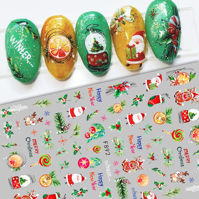 3D Christmas Nail Stickers Snowman Elk Snowflake Xmas Tree Cartoon Decal Sticker for Nails DIY Manicure Tips Nail Art Decoration view 2
