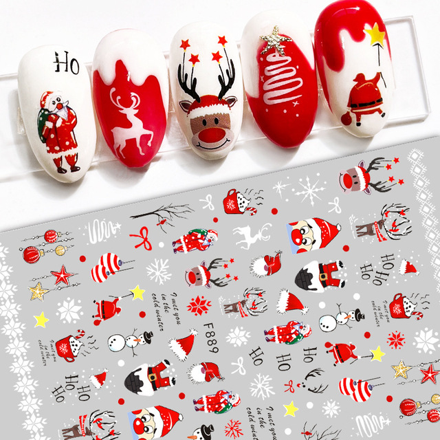 3D Christmas Nail Stickers Snowman Elk Snowflake Xmas Tree Cartoon Decal Sticker for Nails DIY Manicure Tips Nail Art Decoration view 3