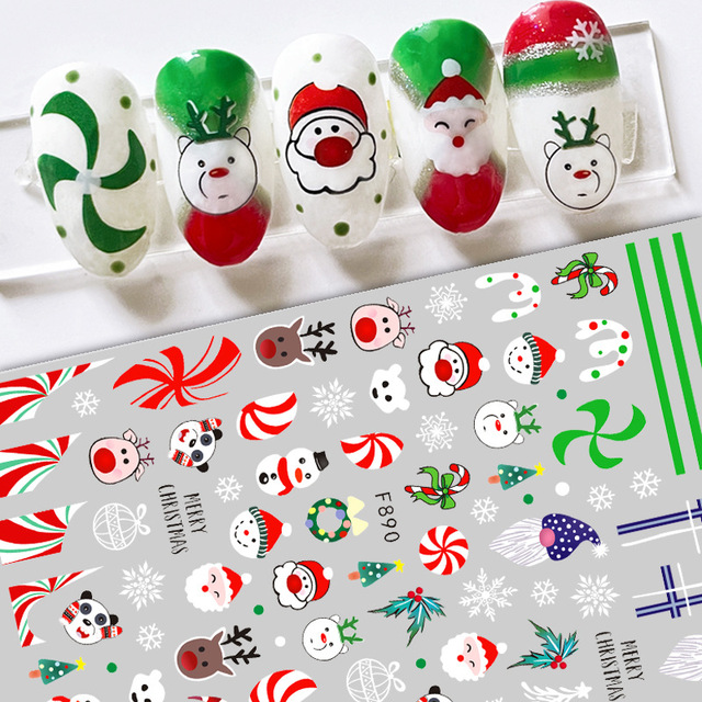 3D Christmas Nail Stickers Snowman Elk Snowflake Xmas Tree Cartoon Decal Sticker for Nails DIY Manicure Tips Nail Art Decoration view 4