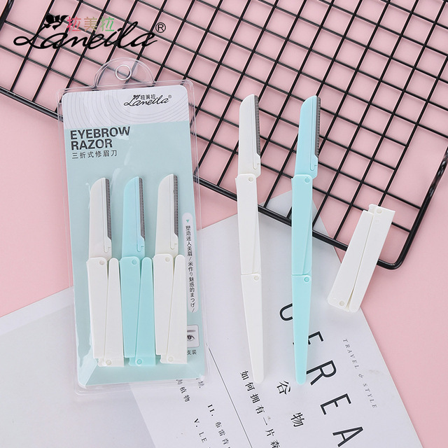 3PCS Folding Eyebrow Trimmer Professional Eye Brow Razor Tattoo Blade Sharper Safer Beauty Tool view 2