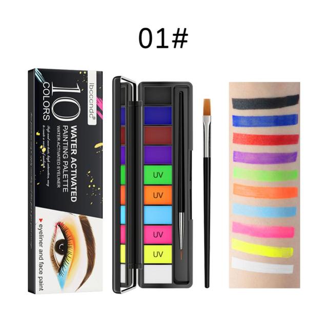 10 Color Body Paint Water Soluble Face Paint Halloween Children DIY Fluorescent Face Paint Fancy Dress Beauty Palette