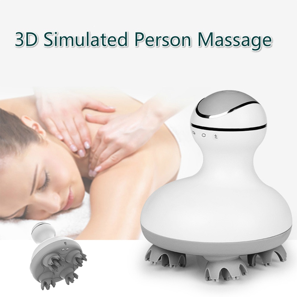 3D Waterproof Electric Head Massager Wireless Scalp Massage Promote Hair Growth Body Deep Tissue Kneading Vibration Roller