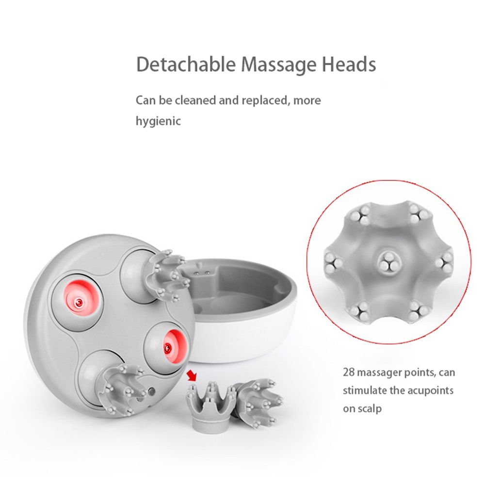 3D Waterproof Electric Head Massager Wireless Scalp Massage Promote Hair Growth Body Deep Tissue Kneading Vibration Roller