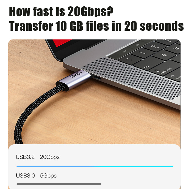 100W Fast Charge Data Cable 20Gbps USB 3.2 To Type C Cable For Macbook Pro 8K USB Extension Cable USB C Type-C Quick Cable 1M/3M
