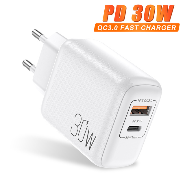 Quick Charge 3.0 QC PD 30W Charger PD3.0 QC3.0 USB Type C Fast Charger  Phone PD Charger