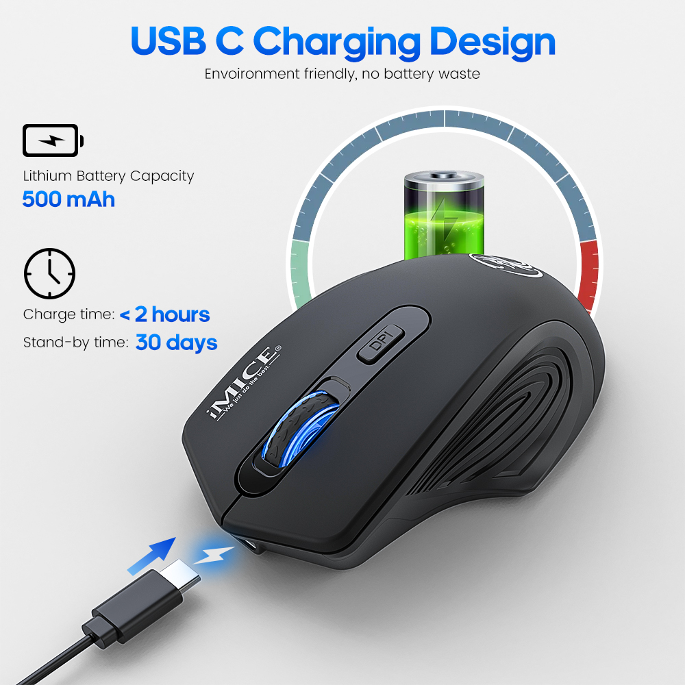 Rechargeable Wireless Mouse Computer Bluetooth Silent Mouse Ergonomic PC Gamer Mice For MacBook Laptop USB Gaming Mouse