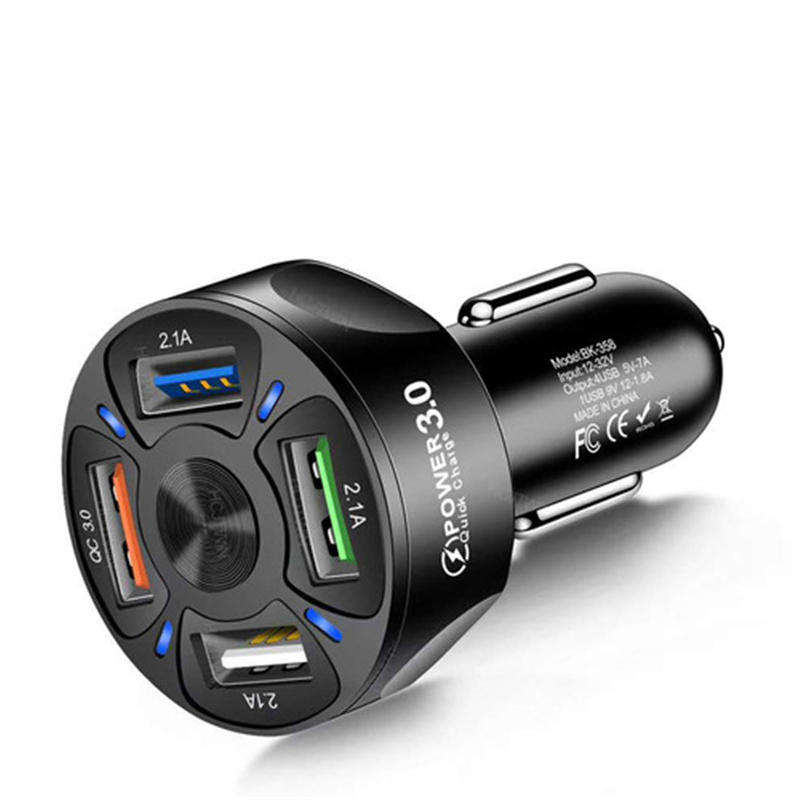 QC3.0 4USB Quick Car Charg Adapter Universal Phone Charger For iPhone Xiaomi Huawei OPPO Samsung Fast Charging Phone Charger