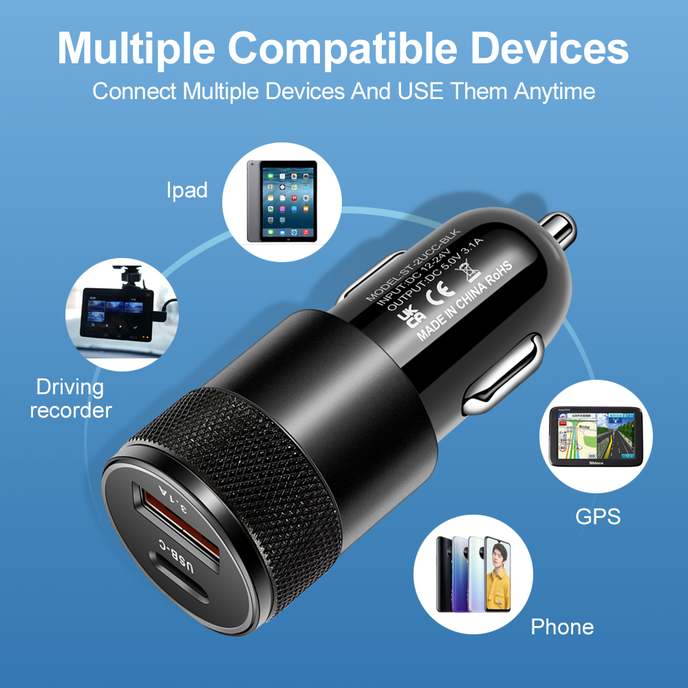 PD Car Charger Car Phone Charger USB C Fast Charging in Car USB-C Adapter For Xiaomi Note 11 10 iPhone 14 13 12 Car Charger