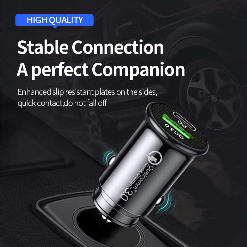 USB C Car Charger QC 3.0 48W 3A Type PD Fast Charging Car Charger For iPhone 12 13 Pro Xiaomi Huawei Samsung OPPO Car Charger