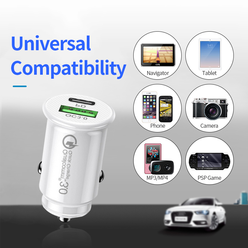 USB C Car Charger QC 3.0 48W 3A Type PD Fast Charging Car Charger For iPhone 12 13 Pro Xiaomi Huawei Samsung OPPO Car Charger