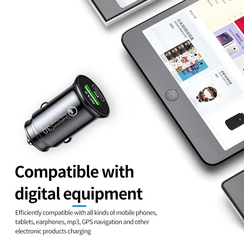 USB C Car Charger QC 3.0 48W 3A Type PD Fast Charging Car Charger For iPhone 12 13 Pro Xiaomi Huawei Samsung OPPO Car Charger