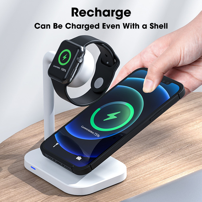 For Apple Watch SE 6 7 3 In 1 Qi Wireless Charger Stand Airpods Pro 15W Fast Charging Dock Station For iPhone 14 13 12 11 XS XR X 8 Fast Charging Adapter